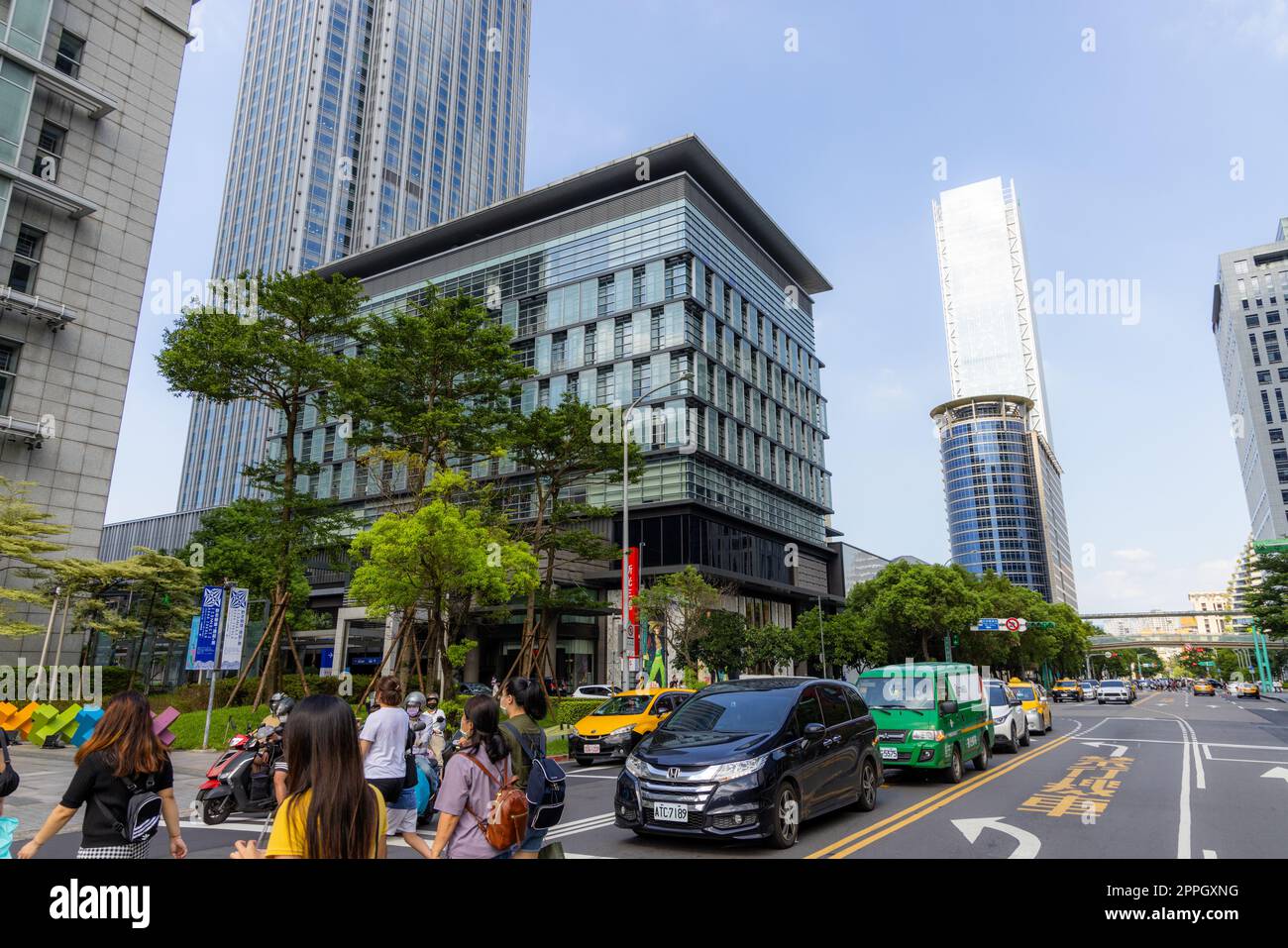 Taipei, Taiwan 21 July 2022: Taipei city street in xinyi district Stock Photo