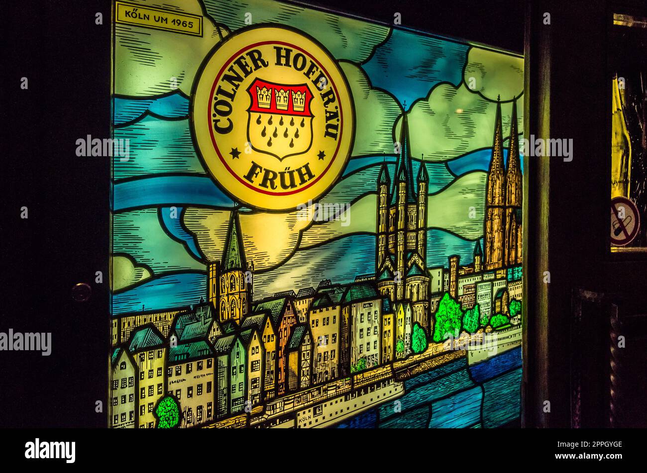 COLOGNE (KOLN), GERMANY - AUGUST 19, 2013: Decorated wall at the entrance of a restaurant in Cologne, Germany Stock Photo