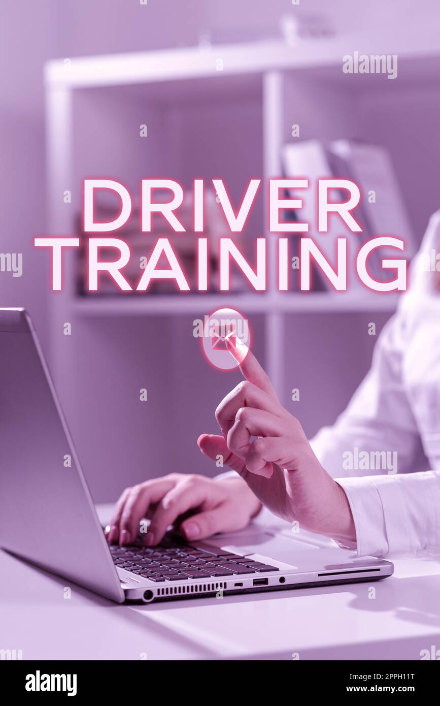 Hand writing sign Driver Training. Conceptual photo course of study that teaches how to drive a vehicle Stock Photo