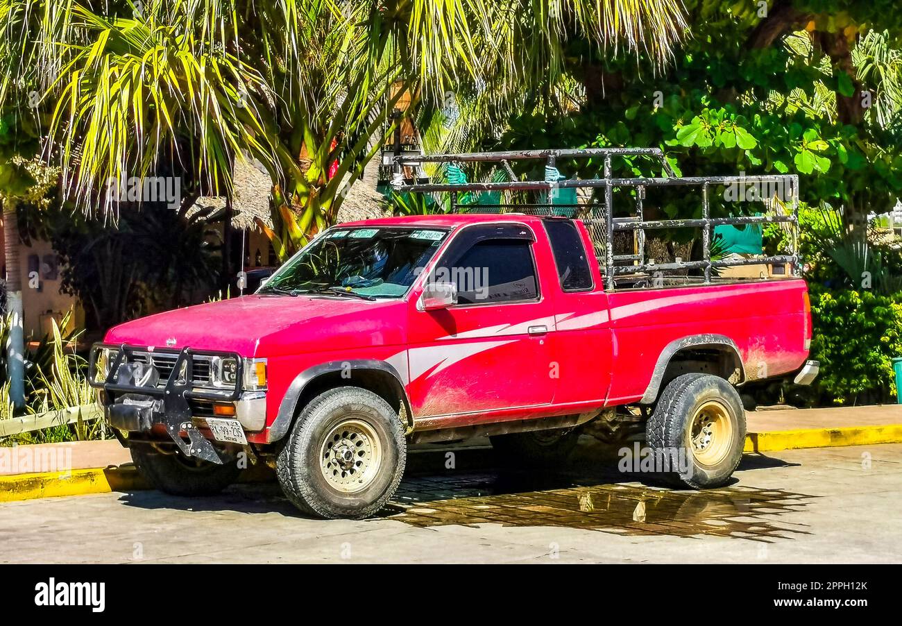Various Mexican pickup trucks cars 4x4 Offroad vehicles in Puerto