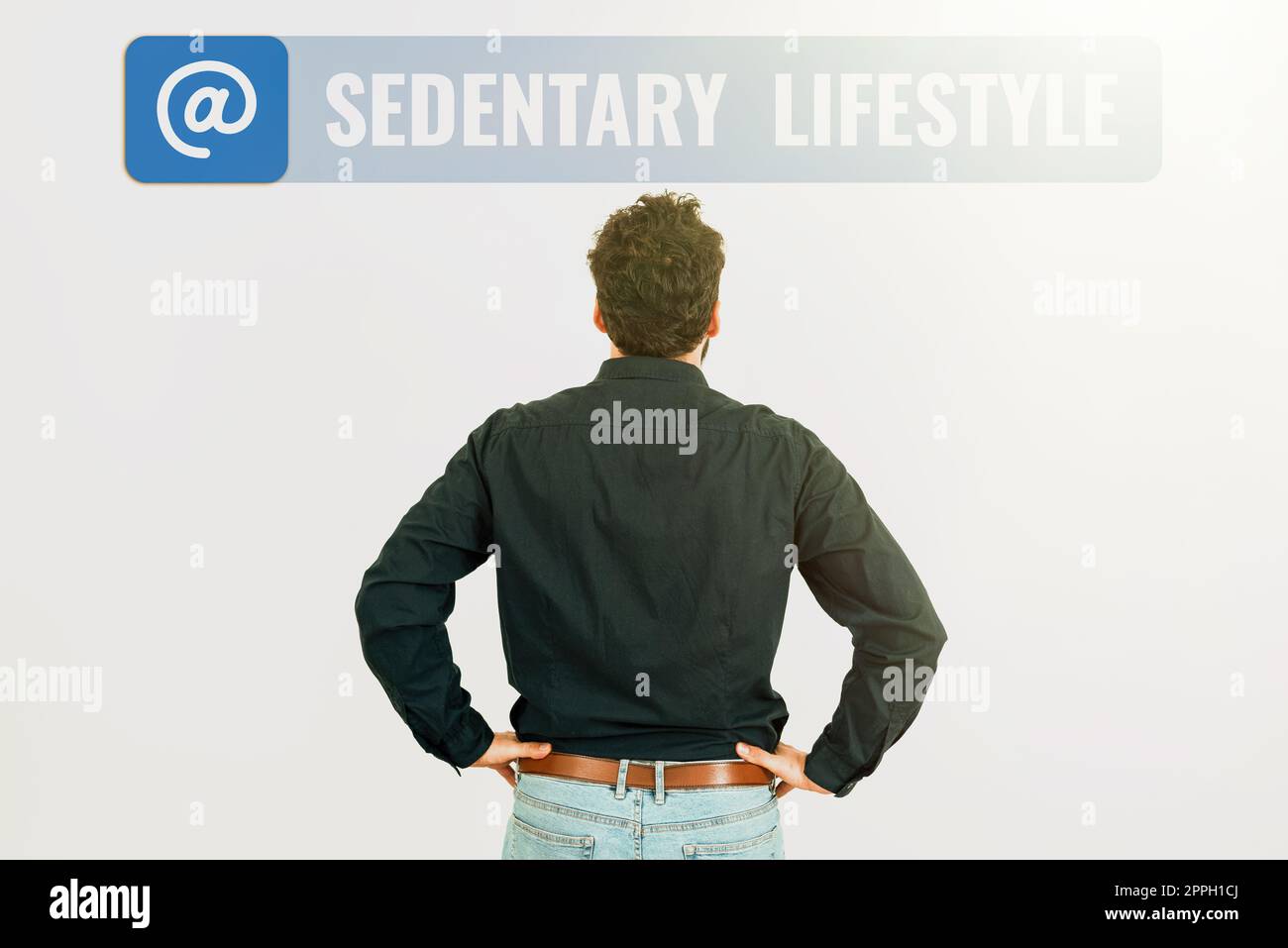 Text caption presenting Sedentary Lifestyle. Internet Concept ways and means of life involved in much sitting and low physical activity Stock Photo