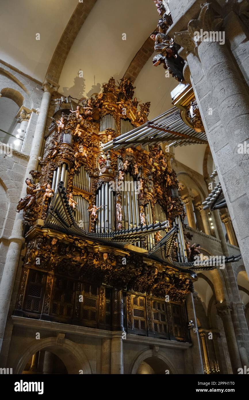 Organ of the Santiago de Compostela Cathedral, Galicia, Spain Stock Photo