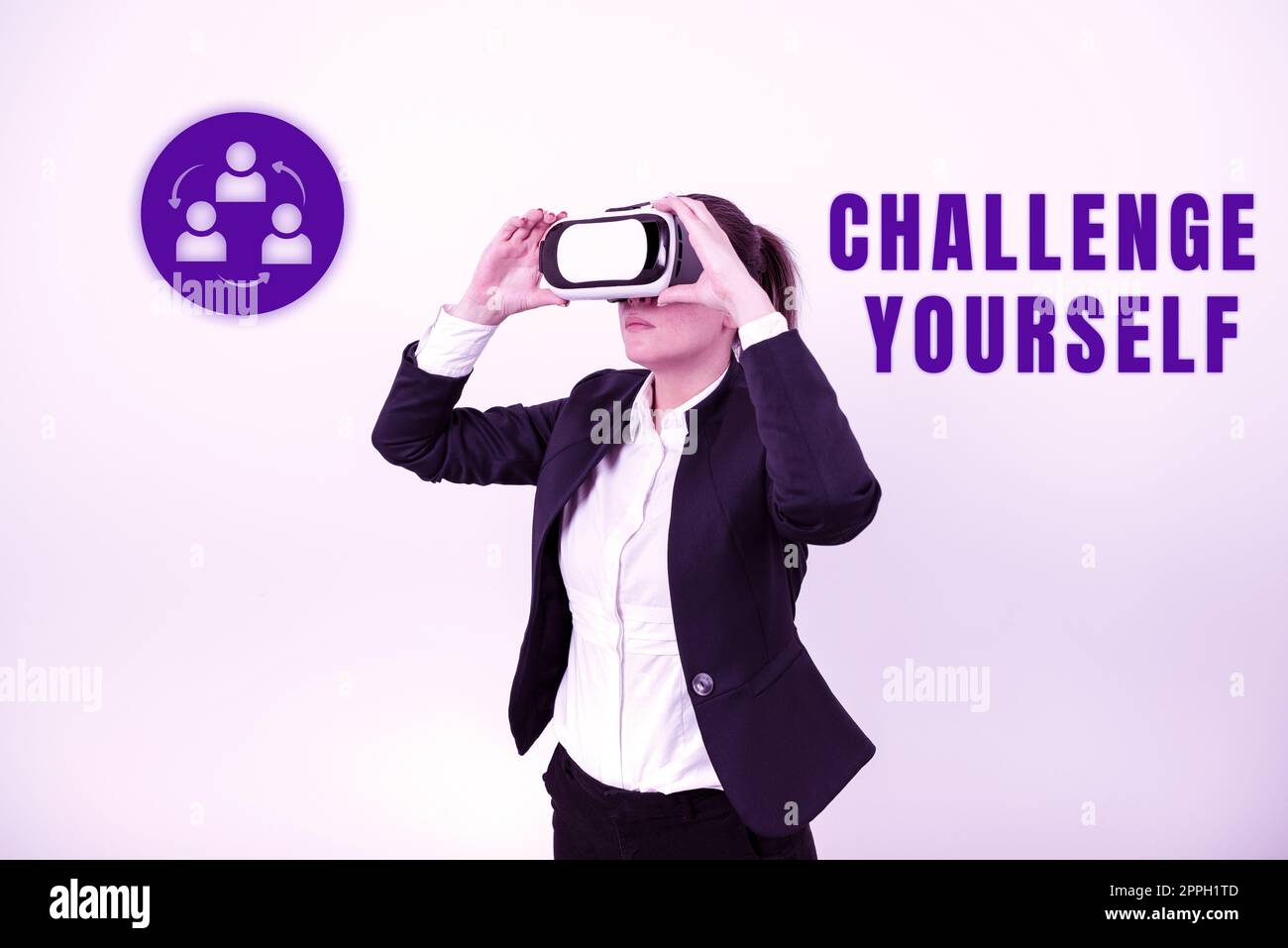 Writing displaying text Challenge Yourself. Concept meaning Overcome Confidence Strong Encouragement Improvement Dare Stock Photo