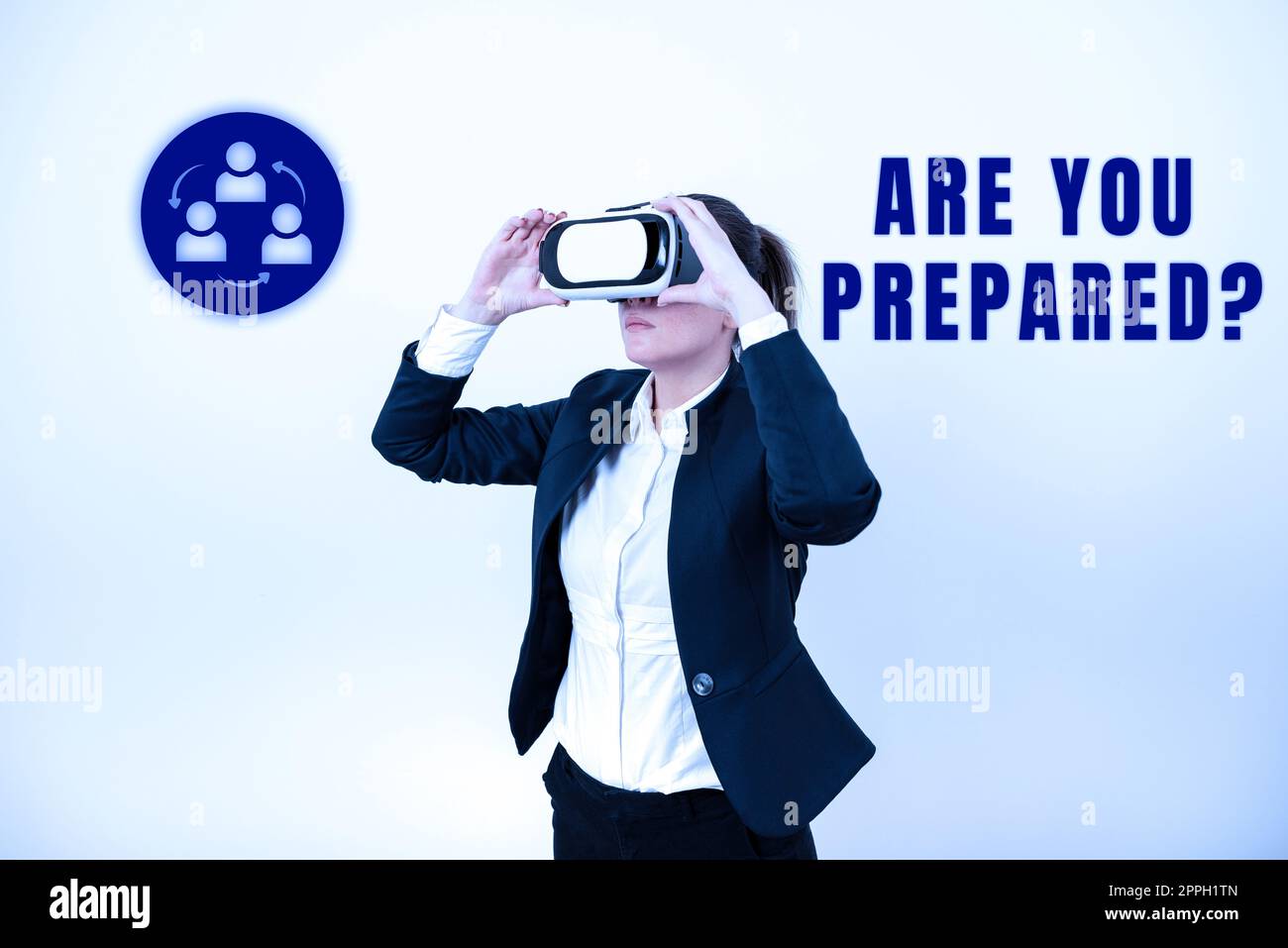 Hand writing sign Are You Preparedquestion. Concept meaning Ready Preparedness Readiness Assessment Evaluation Stock Photo