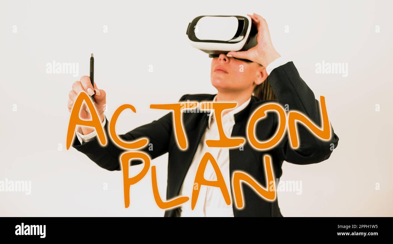 Writing displaying text Action Plan. Business overview list of things or schedule to be made thia current year Stock Photo