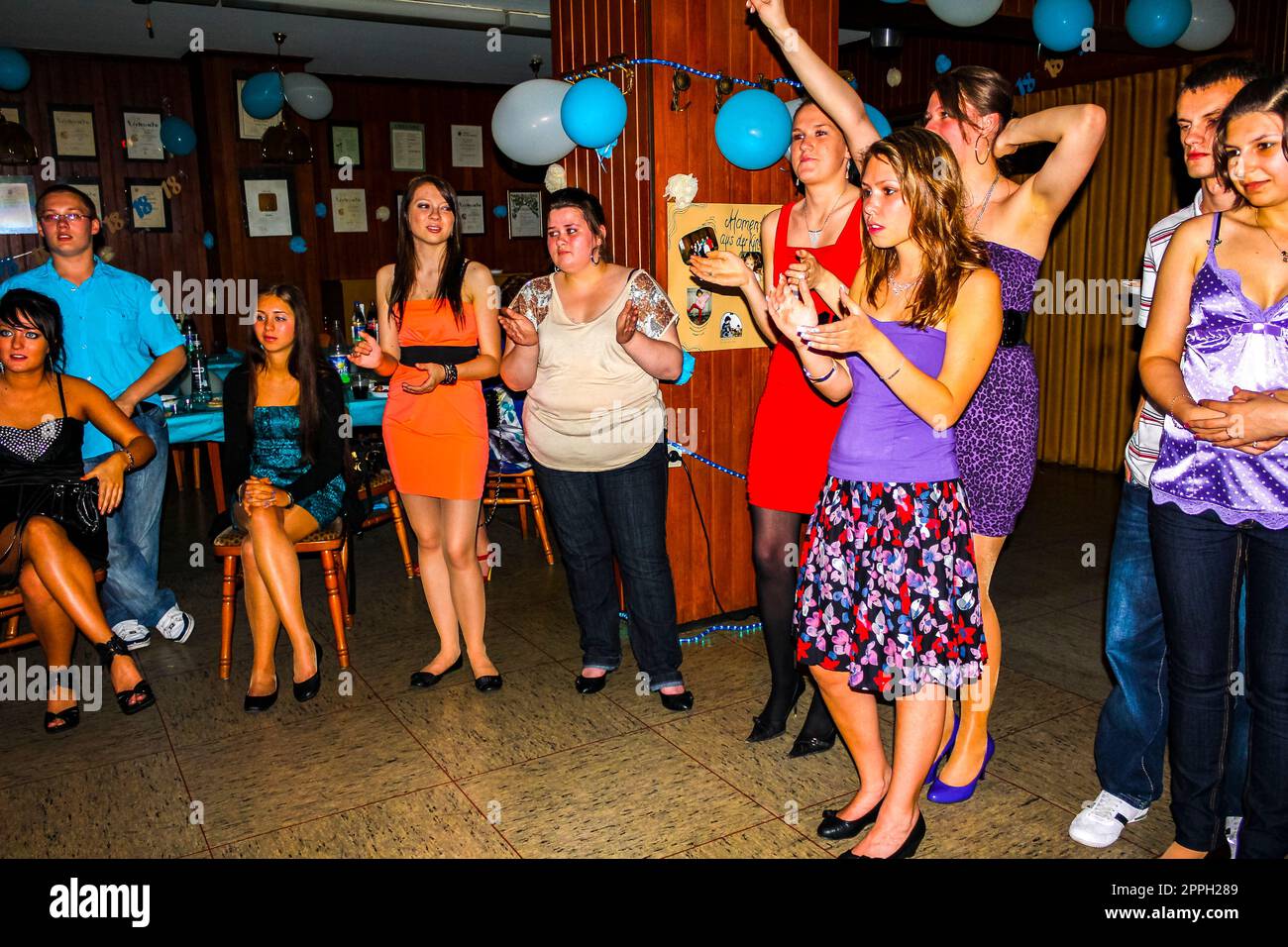 Young people have a party and dance and laugh Germany. Stock Photo