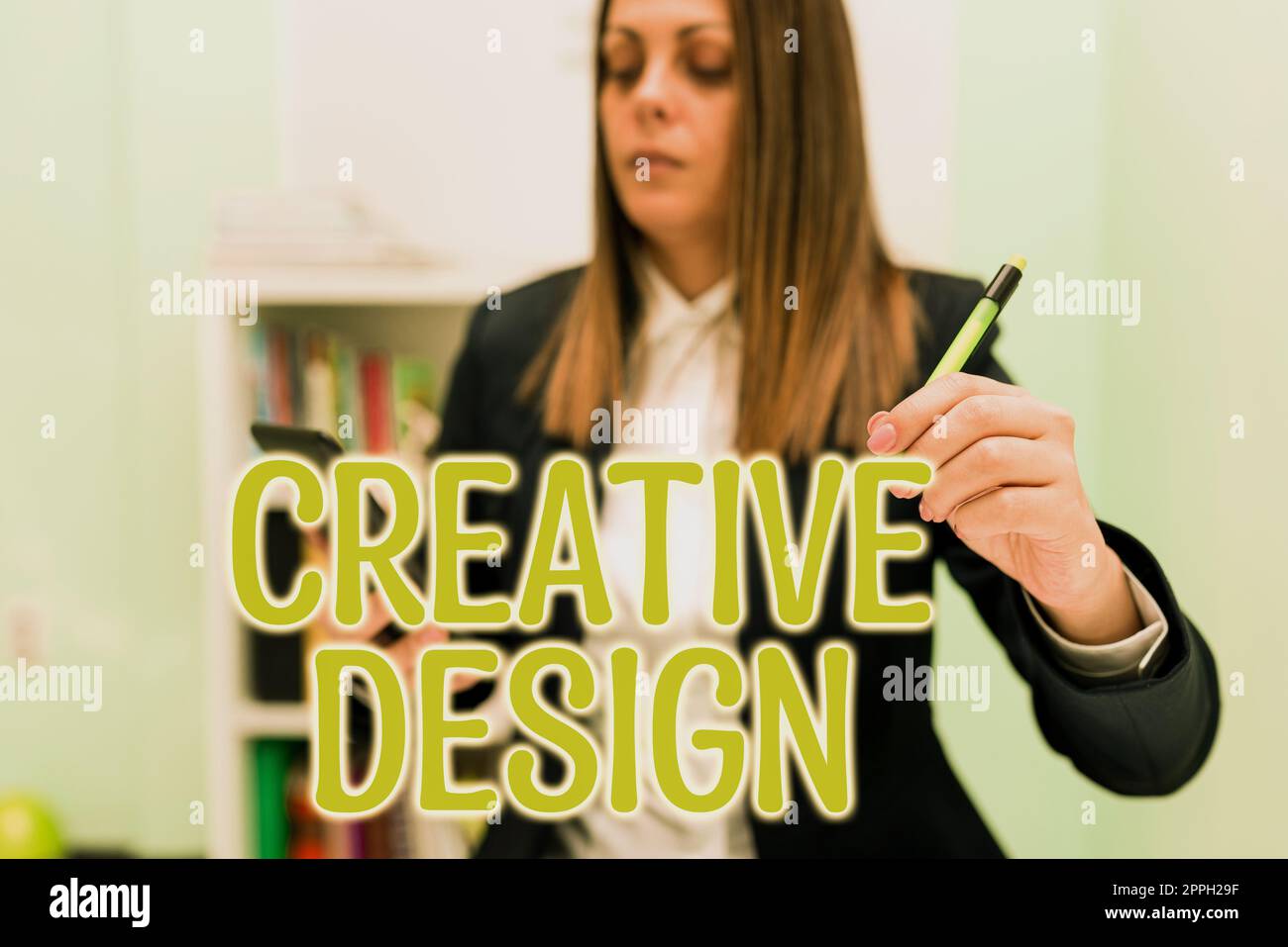 Text caption presenting Creative Design. Concept meaning subset of visual communication and communication design Stock Photo