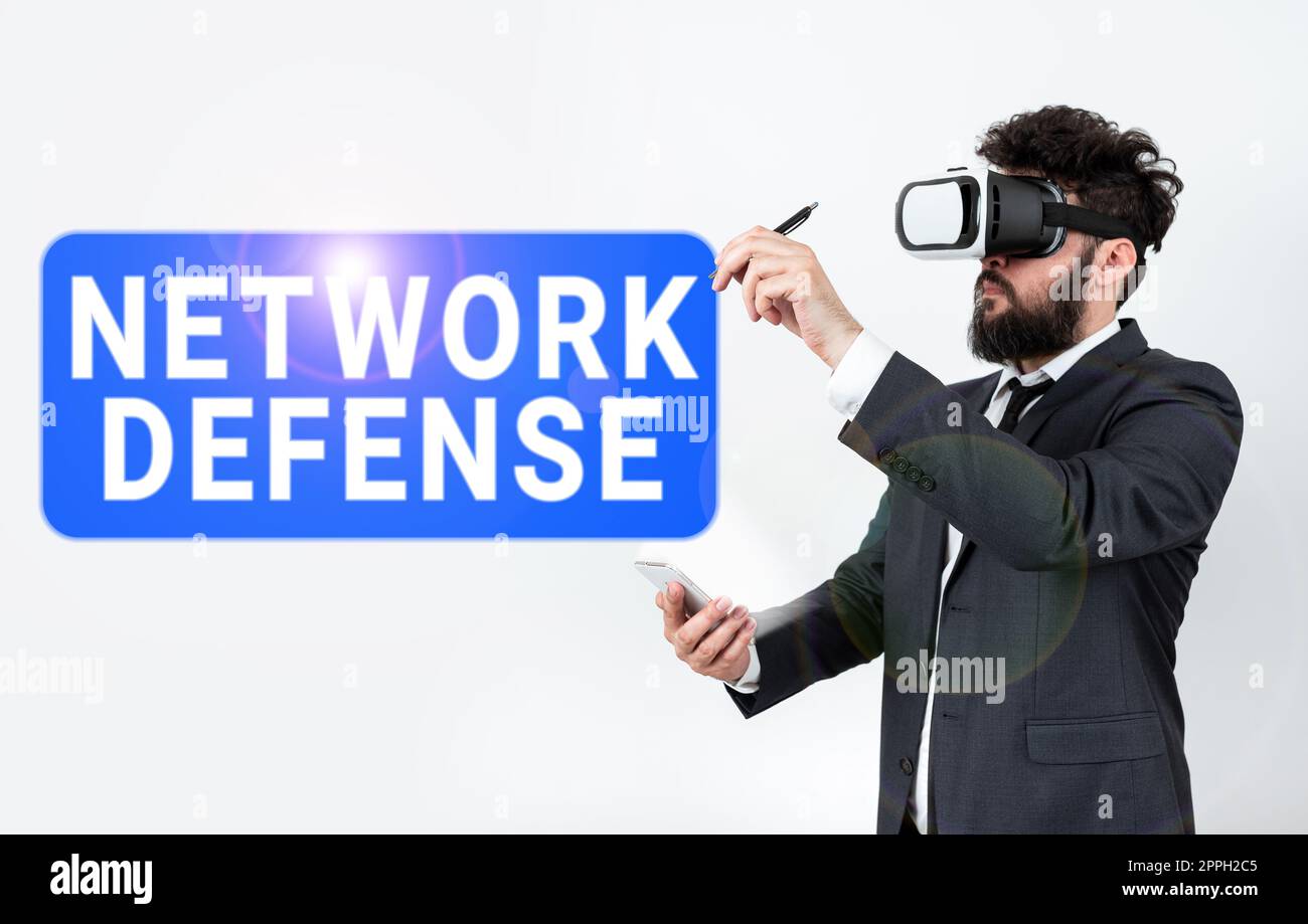 Conceptual display Network Defense. Conceptual photo easures to protect and defend information from disruption Stock Photo