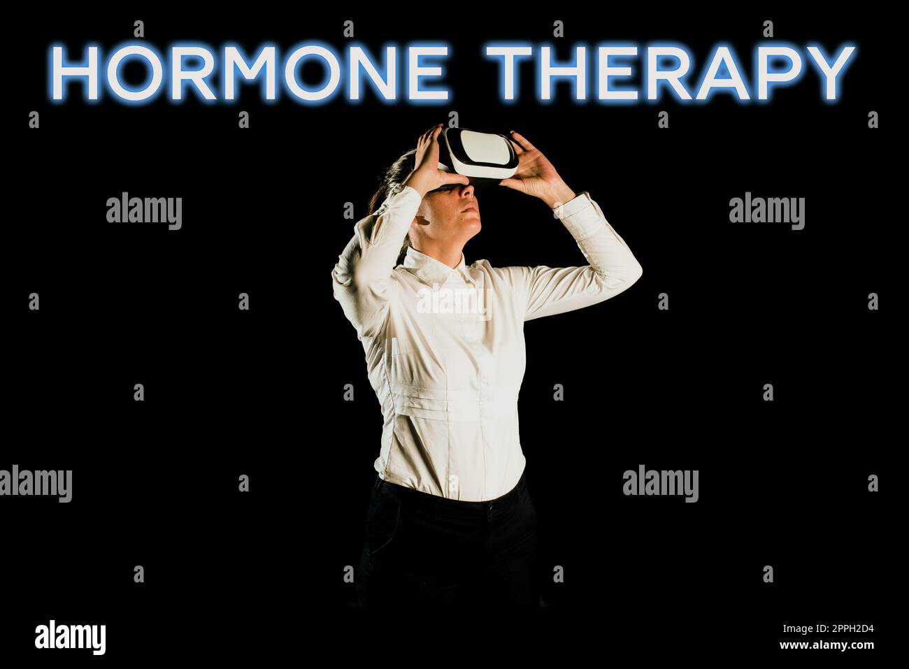 Conceptual display Hormone Therapy. Business showcase treatment of disease with synthetic derived hormones Stock Photo