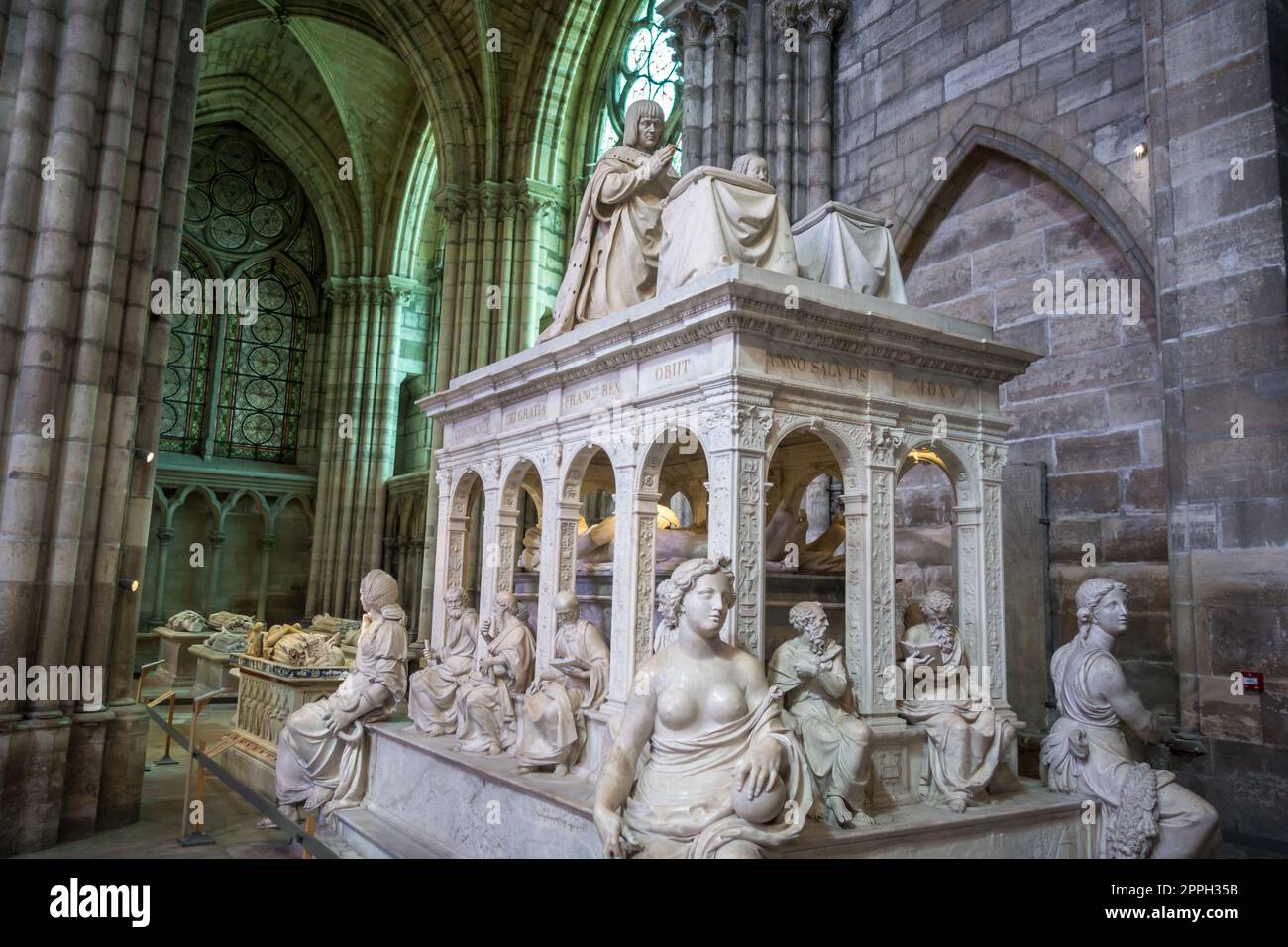 Tomb of King Louis XII and Anne de Bretagne, in Basilica of Saint-Denis Stock Photo