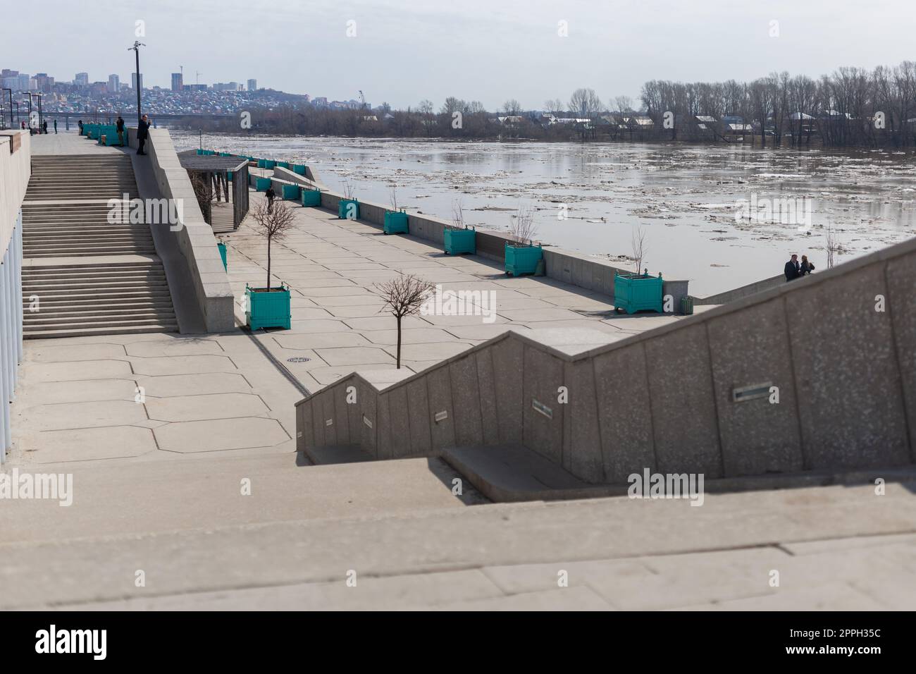 Ufa, Russia June 11, 2019 - Embankment on spring time. The city of Ufa, the Republic of Bashkortostan Stock Photo