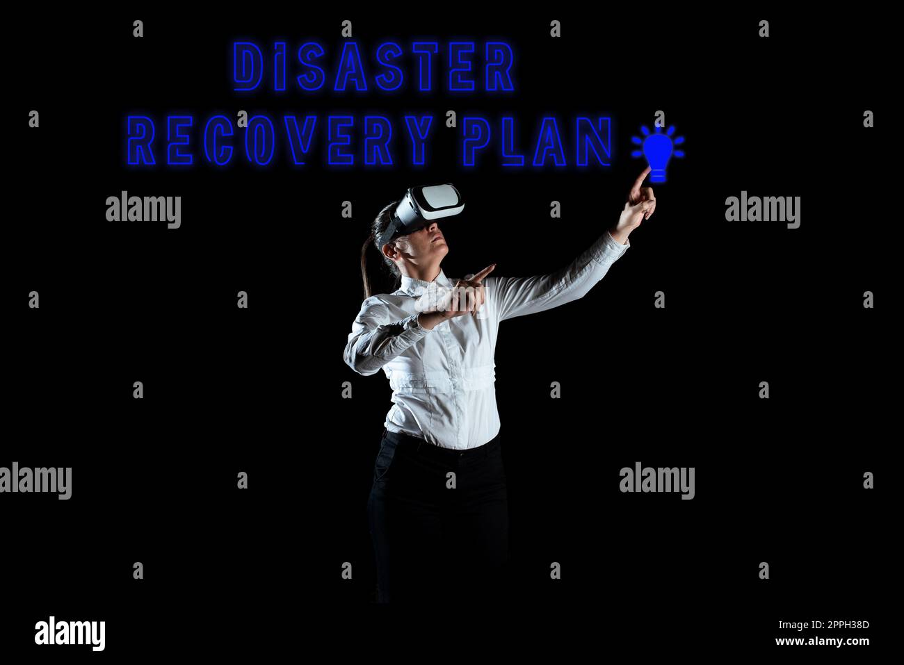 Sign displaying Disaster Recovery Plan. Word Written on having backup measures against dangerous situation Stock Photo