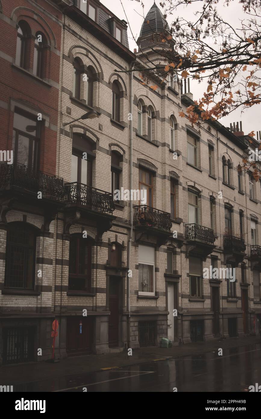 Typical flemish architecture on residential buildings in Brussels, Belgium. Stock Photo