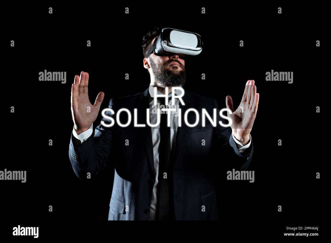 Text sign showing Hr Solutions. Word Written on Outsourced Human resources consultancy and support Experts Stock Photo
