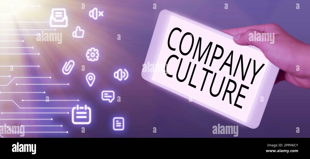 Text showing inspiration Company CultureThe environment and elements in which employees work. Business showcase The environment and elements in which employees work Stock Photo