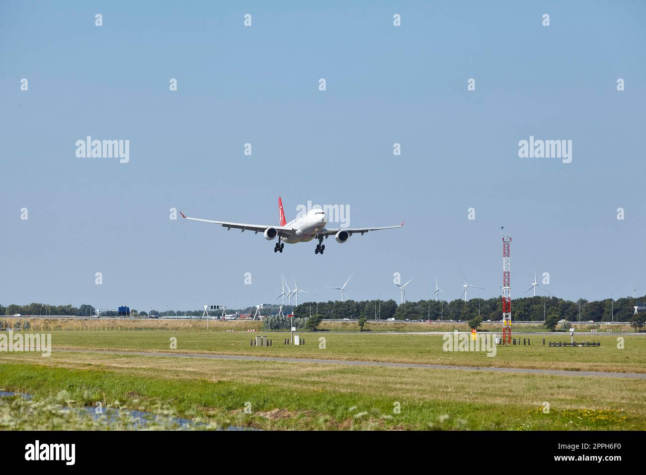 Amsterdam Airport Schiphol - Airbus A330-223 of Turkish Airlines lands Stock Photo