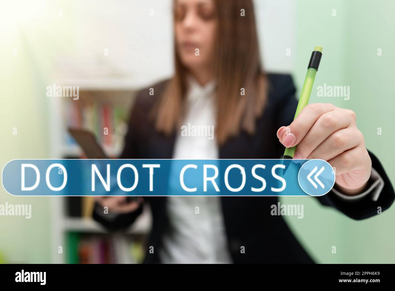 Text showing inspiration Do Not Cross. Business approach Crossing is forbidden dangerous caution warning not to do it Stock Photo