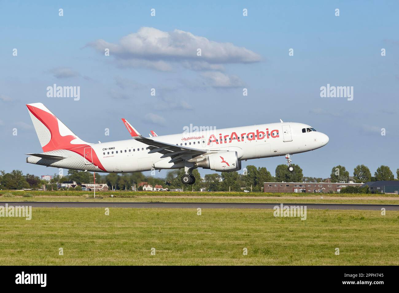 Amsterdam Airport Schiphol - Airbus A320-214 of Air Arabia Maroc lands Stock Photo