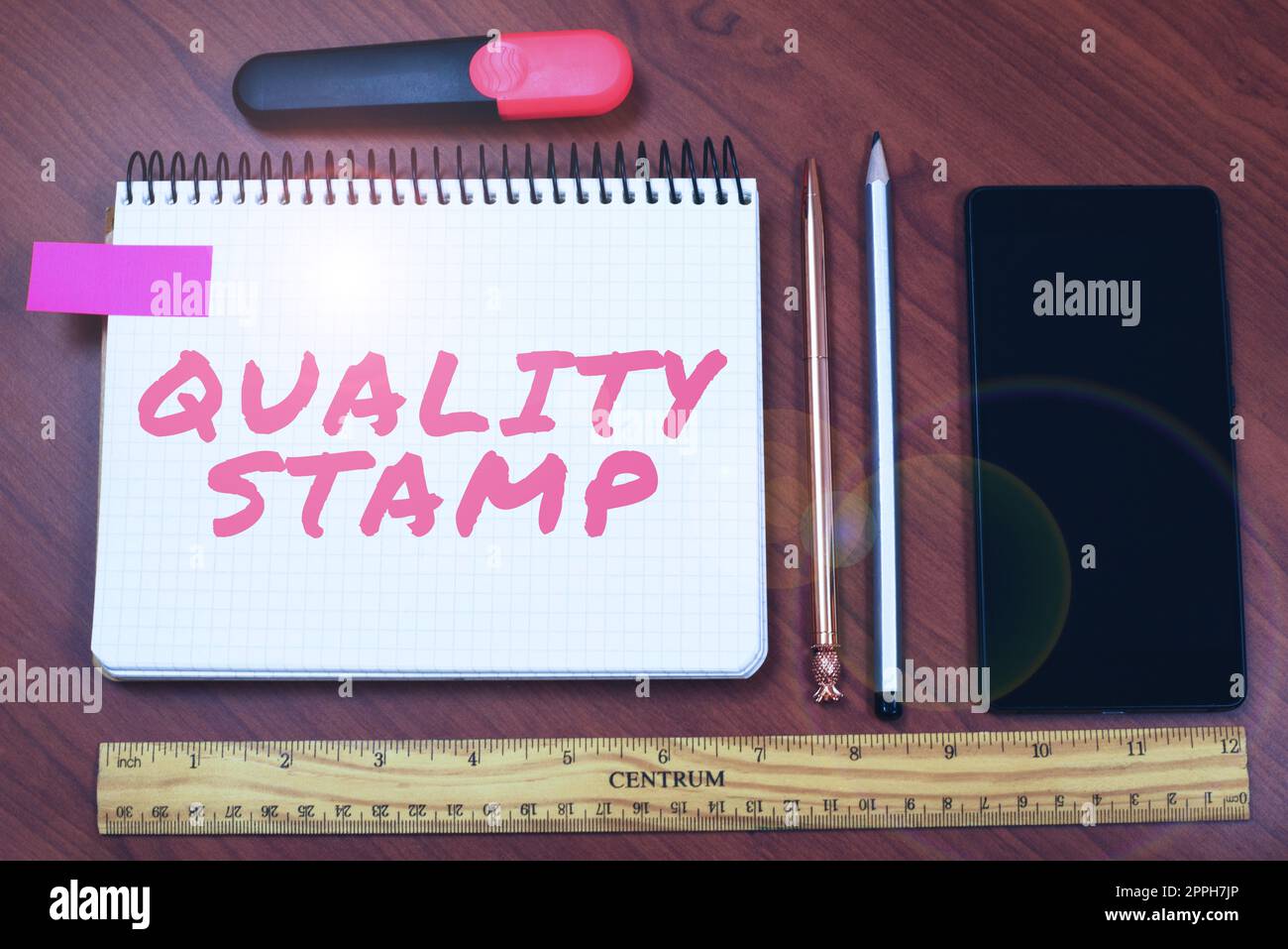 Writing displaying text Quality Stamp. Business approach Seal of Approval Good Impression Qualified Passed Inspection Stock Photo