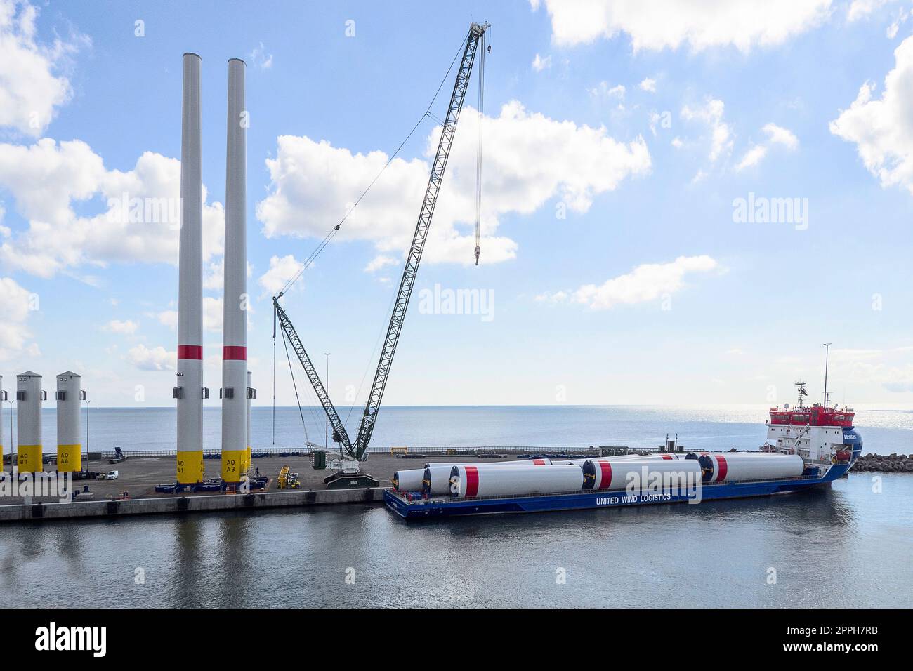 Denmark, Bornholm Offshore Wind Turbine Installation in the Harbor of