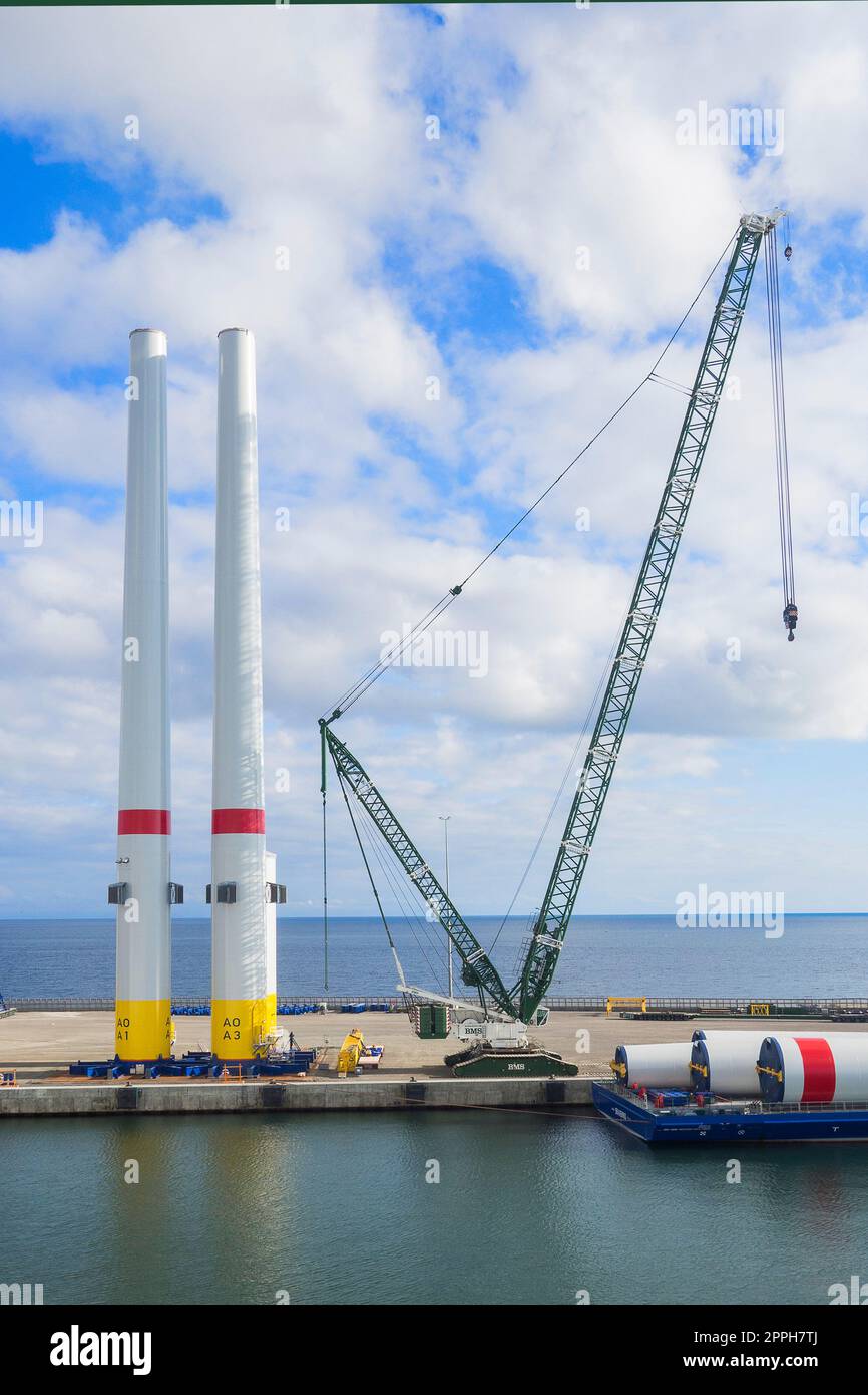 Denmark, Bornholm Offshore Wind Turbine Installation in the Harbor of