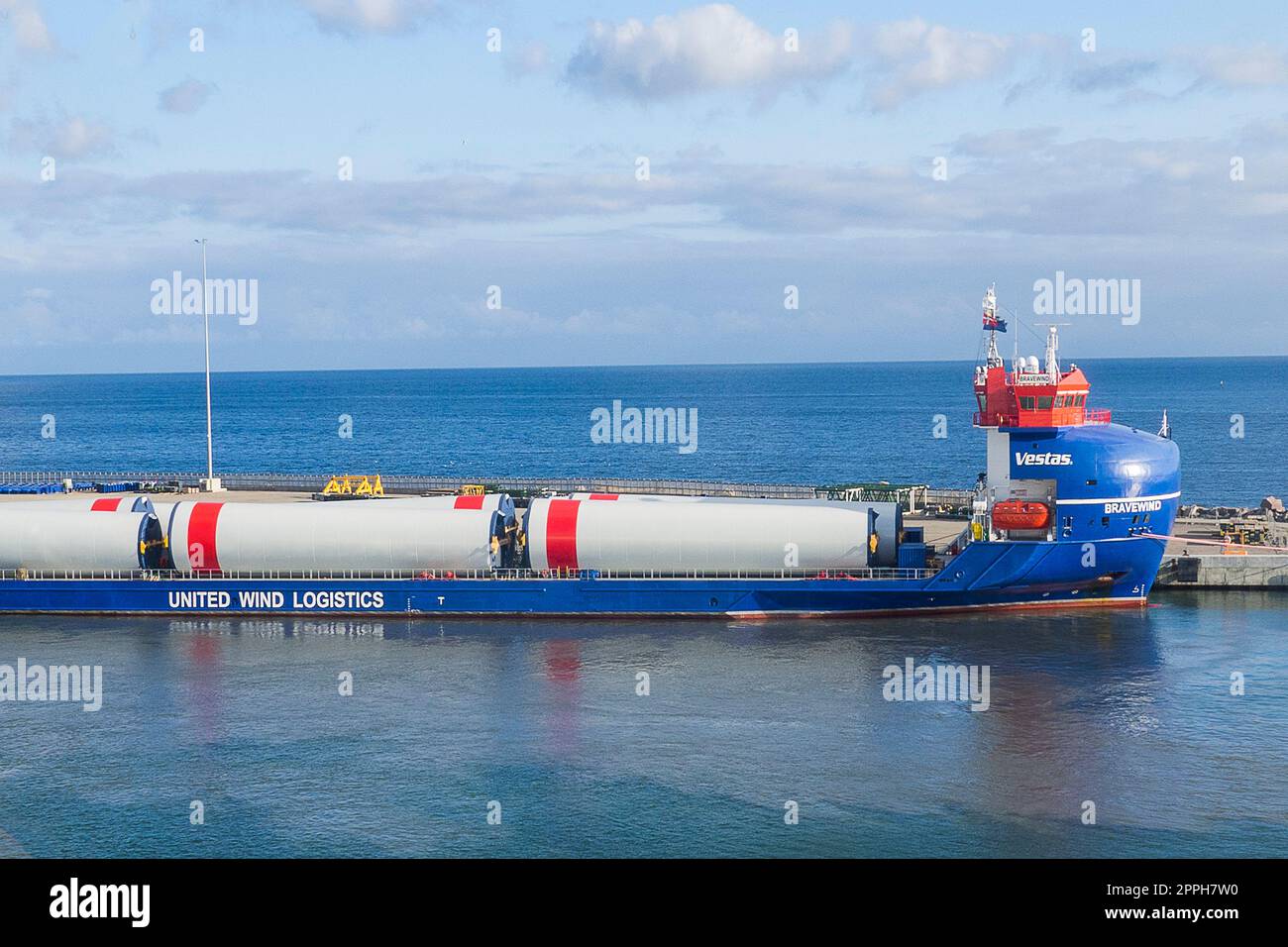Denmark, Bornholm Offshore Wind Turbine Transportation in the Harbor