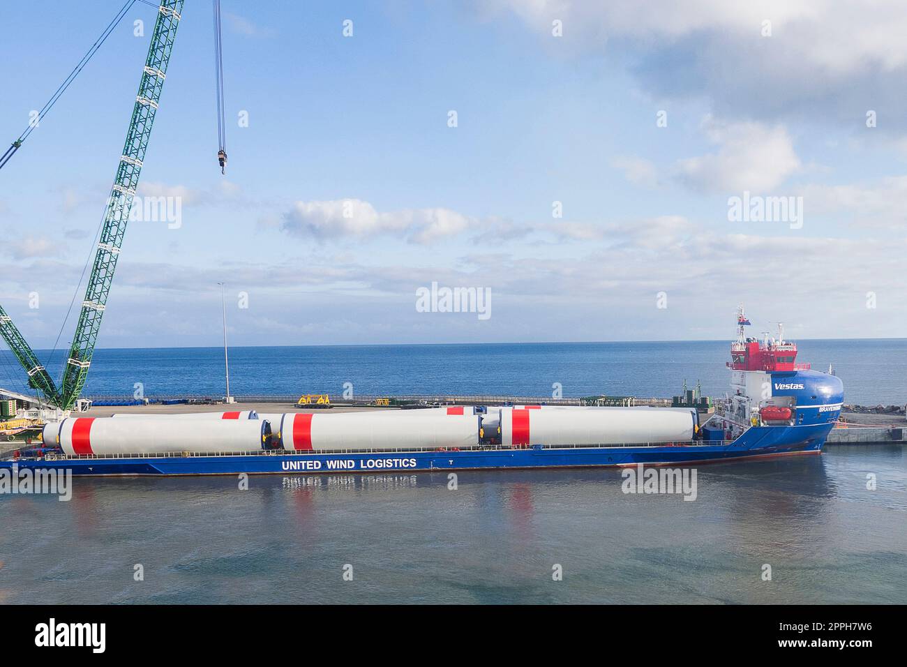 Denmark, Bornholm Offshore Wind Turbine Transportation in the Harbor