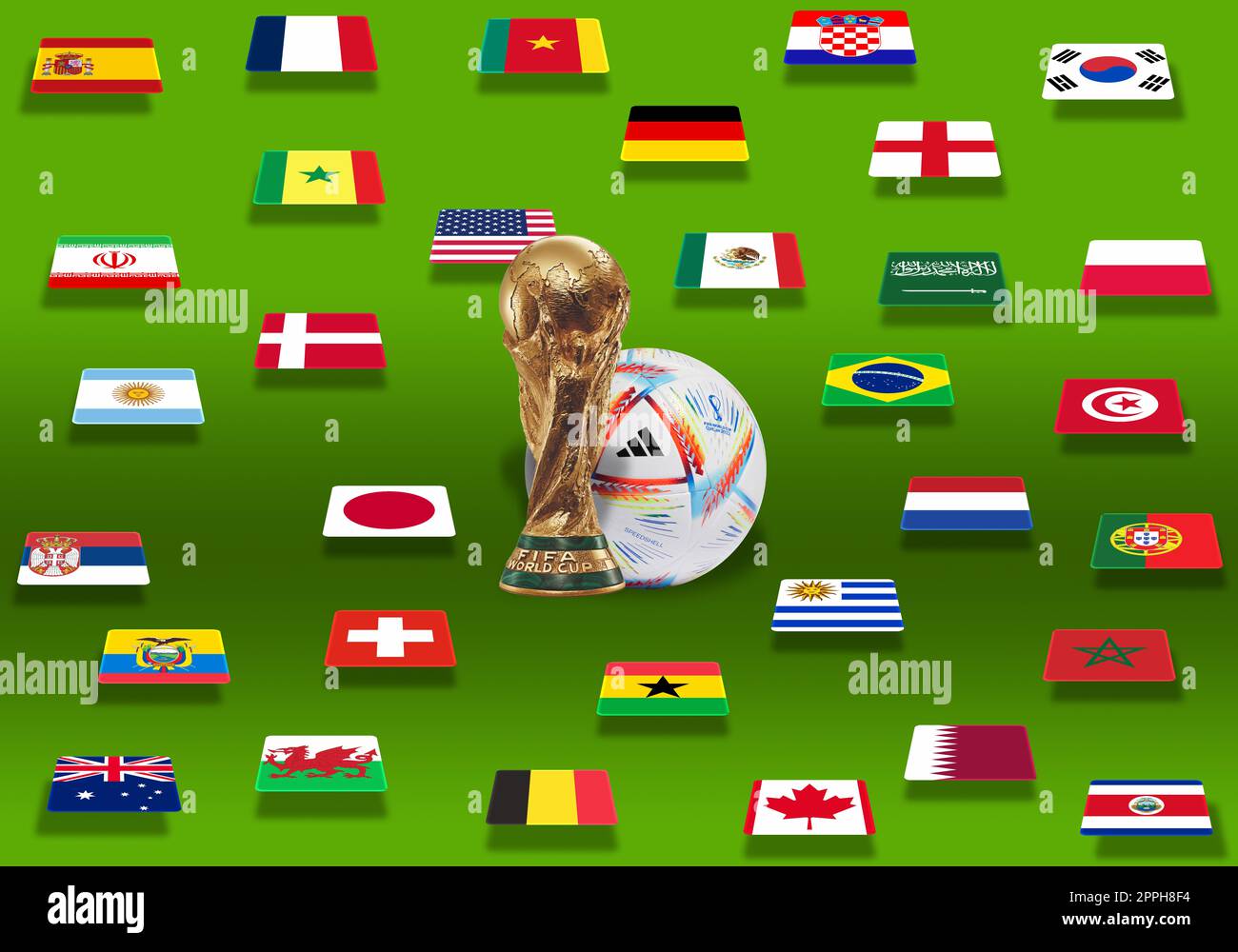 Concept 3d illustration groups of World Cup Qatar 2022 championship. All 32  qualifying countries. Elements of the furnished by FIFA and Adidas Stock  Photo - Alamy