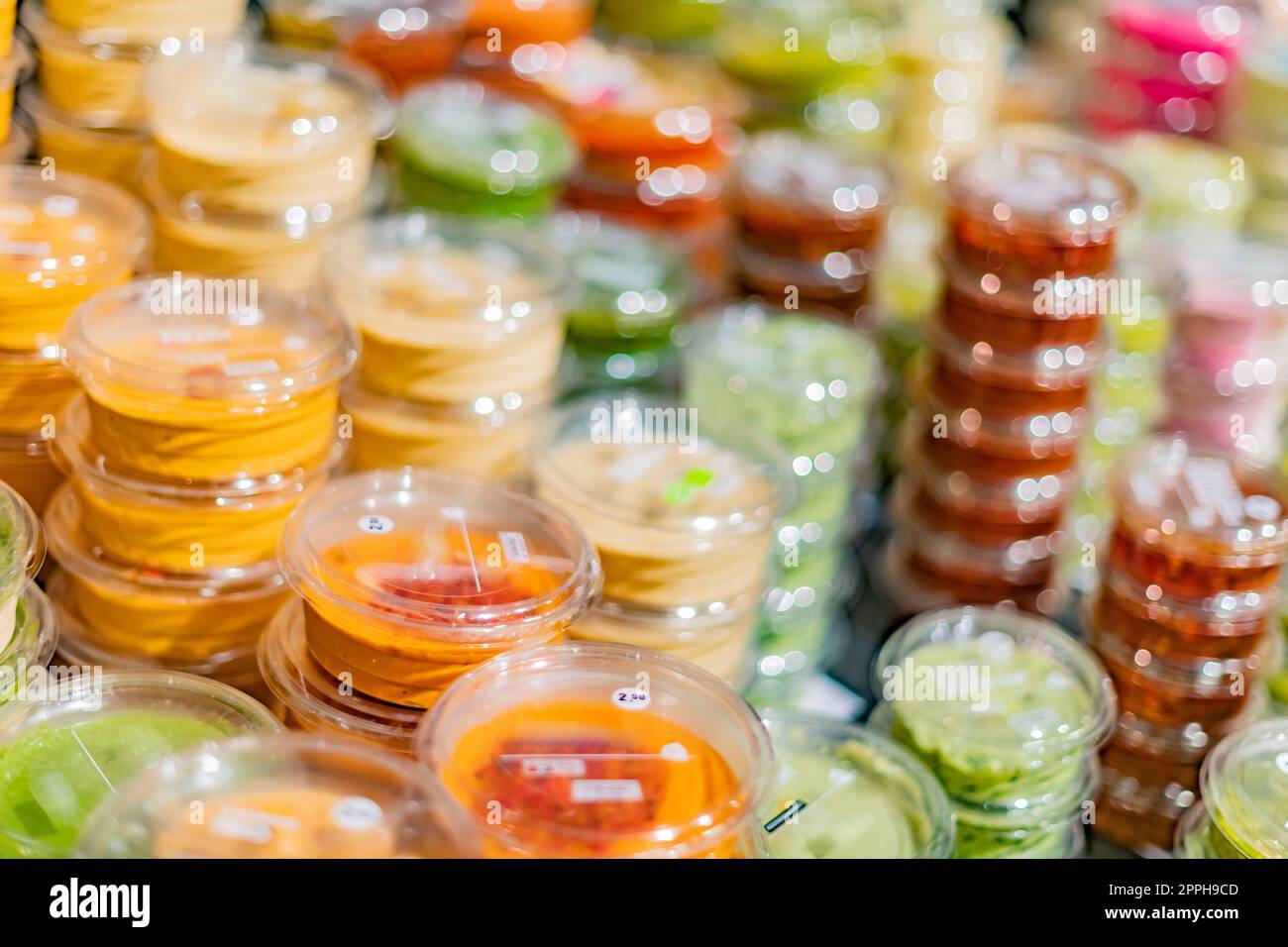 Prepackaged food products put up for sale in a supermarket Stock Photo Alamy
