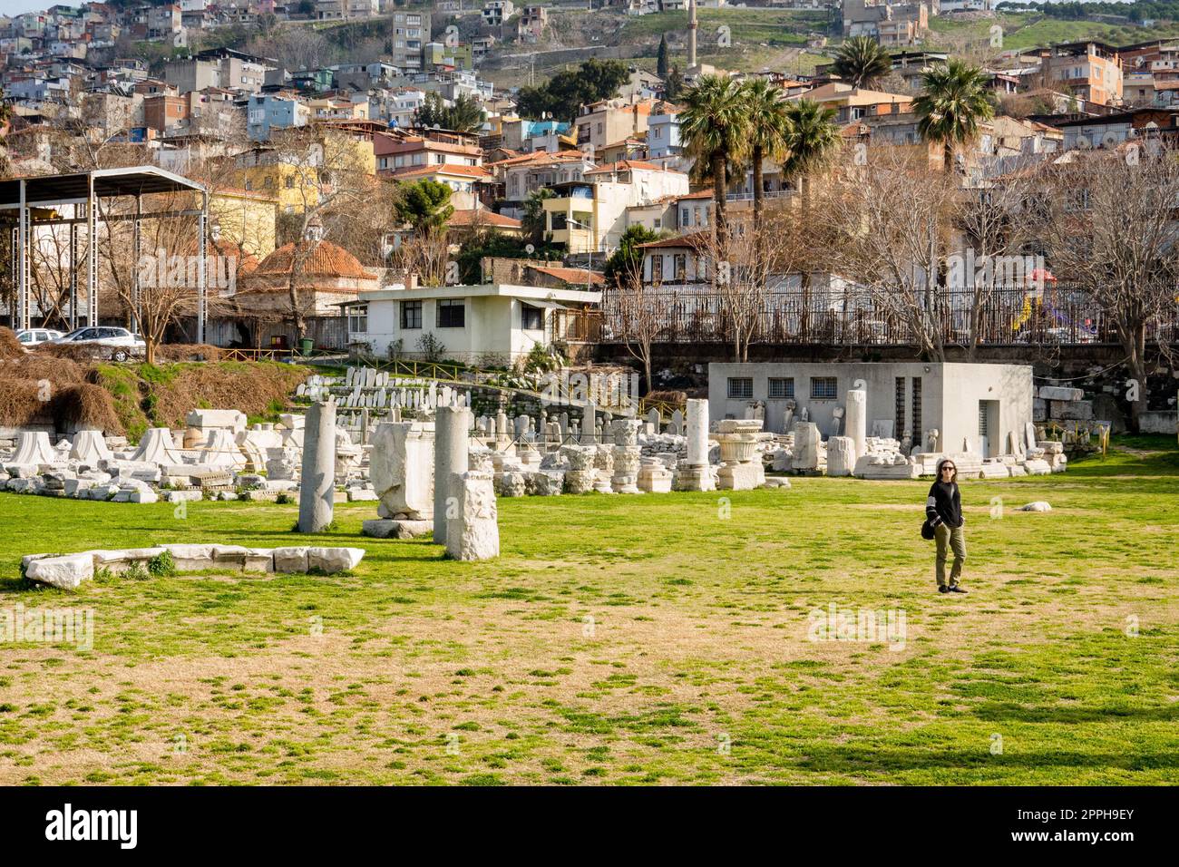 Izmir, Turkey. 3rd Mar, 2023. A tourist visits the Agora Ã-ren Yeri in Izmir, Turkey, a magnificent ancient site that showcases the remnants of a once-great marketplace and cultural hub. (Credit Image: © Shawn Goldberg/SOPA Images via ZUMA Press Wire) EDITORIAL USAGE ONLY! Not for Commercial USAGE! Stock Photo