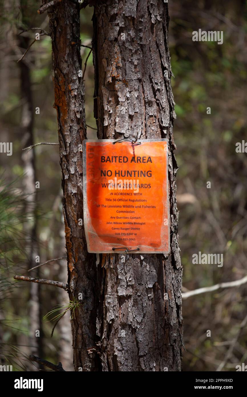Baited Area: Hunting Forbidden Sign Stock Photo