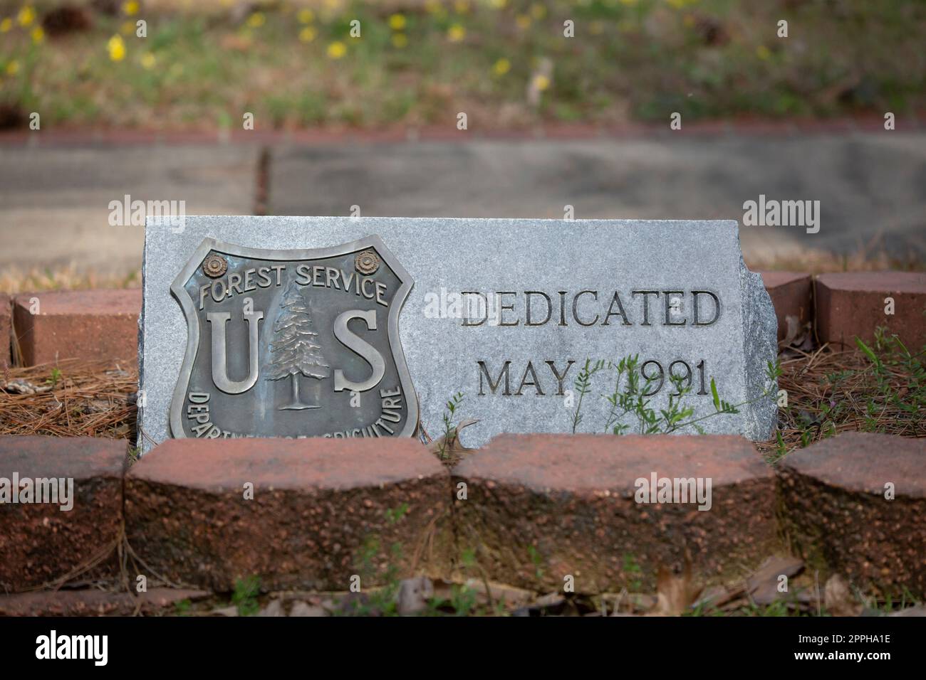 U.S. Department of Agriculture Forest Service Stone Marker Stock Photo