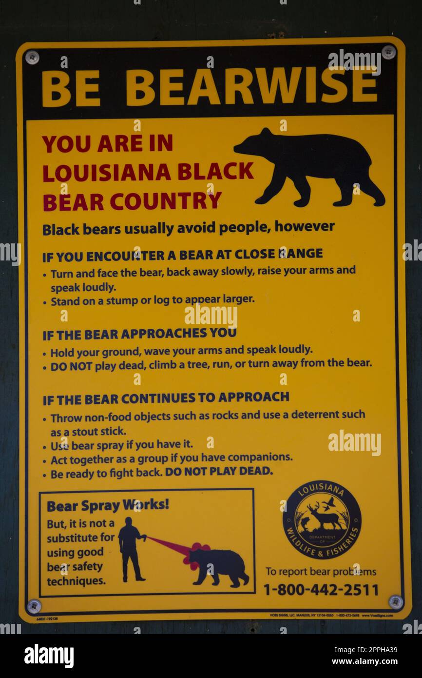 Bear Safety Sign Stock Photo Alamy