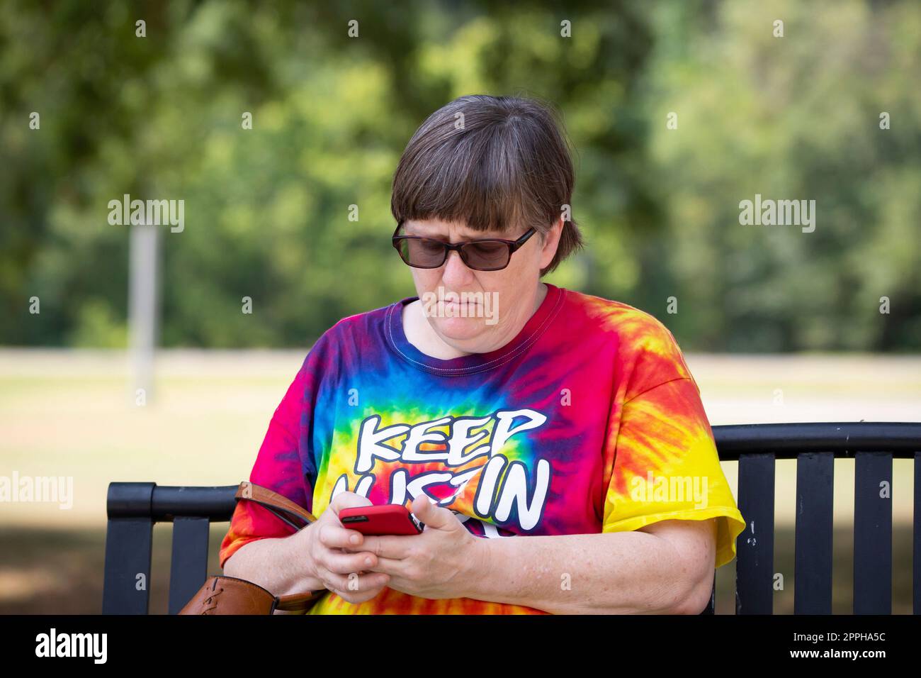 Elderly Woman on the Phone Stock Photo