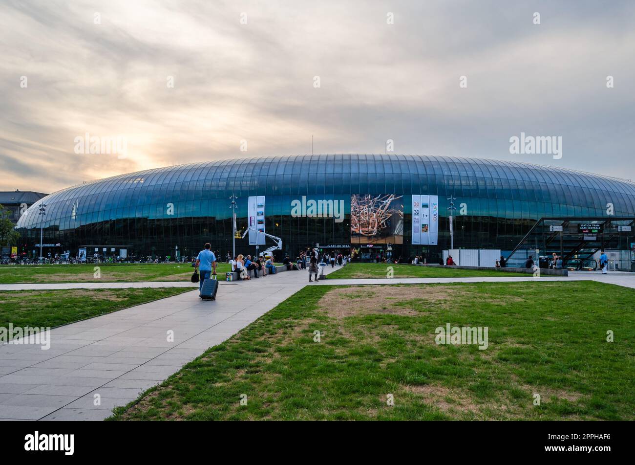 STRASBOURG, FRANCE - AUGUST 29, 2013: View of the modern train station in Strasbourg, Alsace, France Stock Photo