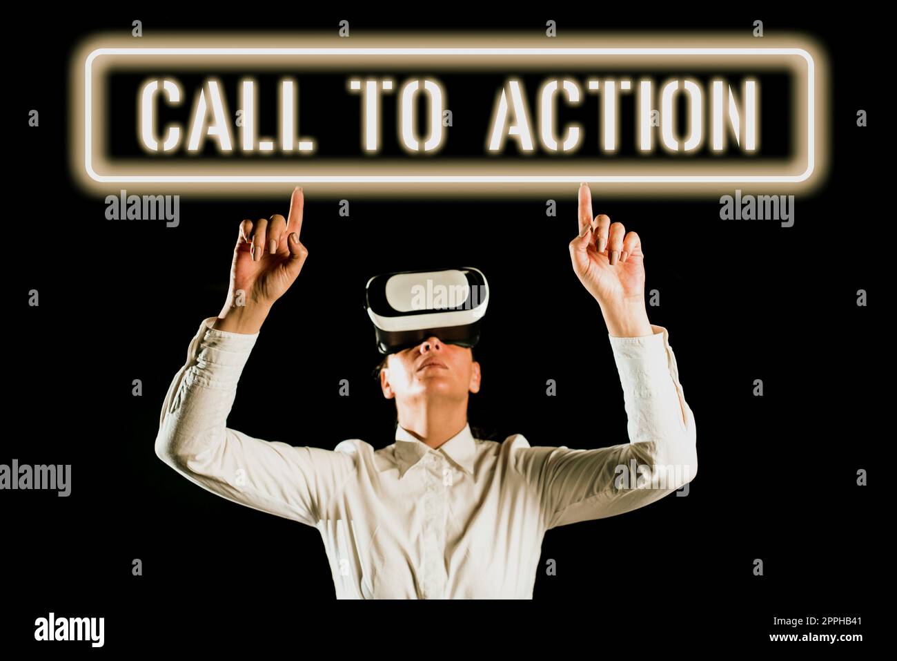 Sign displaying Call To Action. Conceptual photo Encourage Decision Move to advance Successful strategy Stock Photo