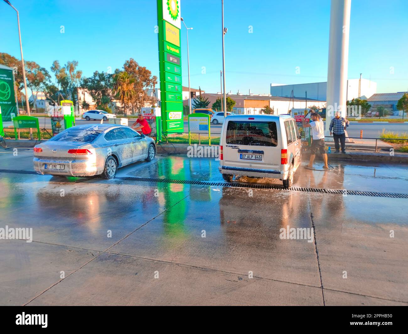 Antalya, Turkey May 11, 2021 Car Wash Station at BP petrol station