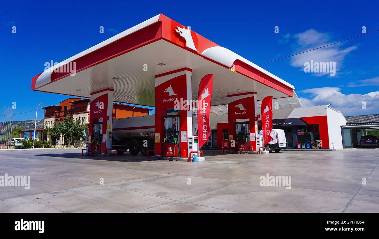 Marmaris, Turkey - September 22, 2022: Petrol Ofisi gasoline station Stock Photo
