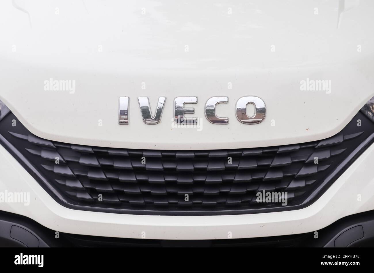 Kiel, Germany - 16. October 2022: Logo of the company Iveco on white cargo van. Stock Photo