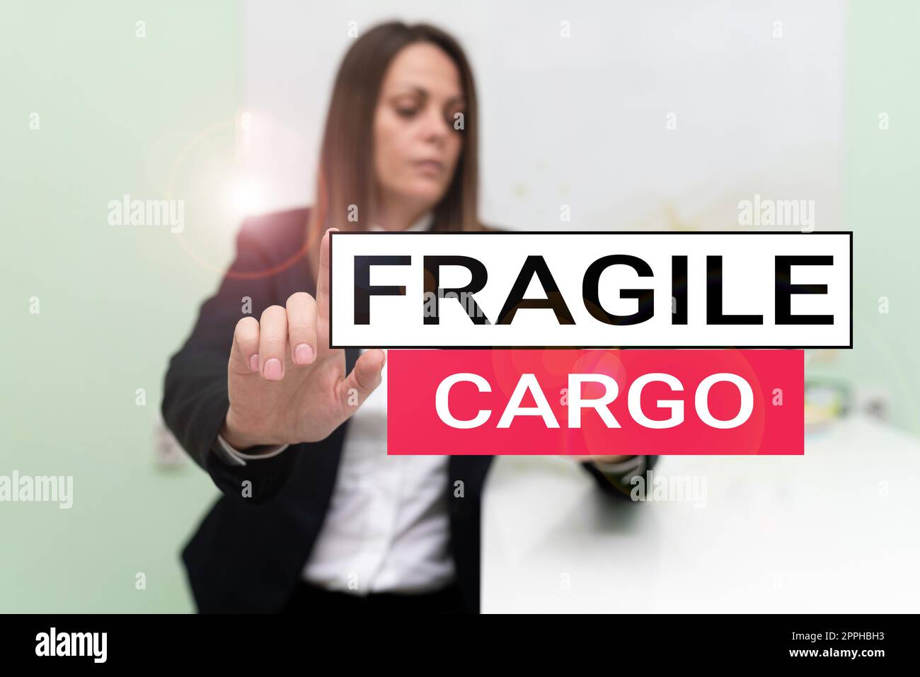 Sign displaying Fragile Cargo. Concept meaning Breakable Handle with Care Bubble Wrap Glass Hazardous Goods Stock Photo