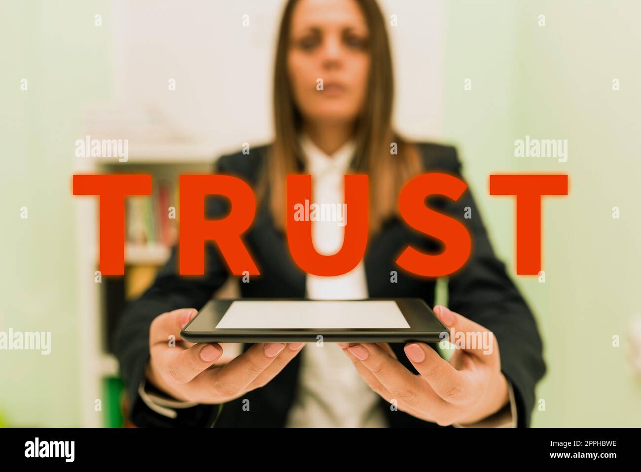 Text sign showing Trust. Business concept firm belief in the reliability truth ability or strength of someone Stock Photo