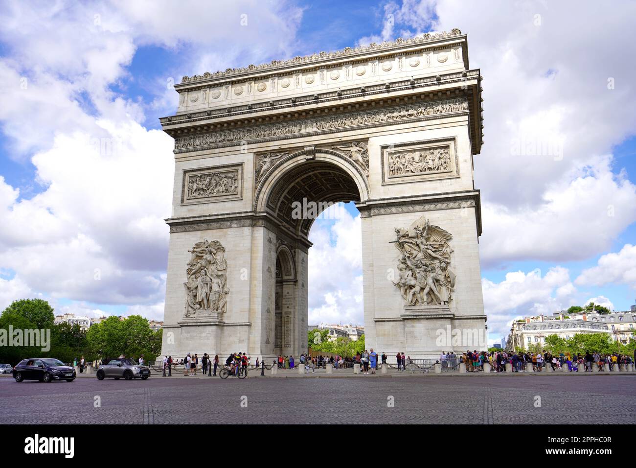 PARIS, FRANCE - JUNE 6, 2022:  Arc de Triomphe de l'Ã‰toile one of the most famous monuments in Paris, France Stock Photo