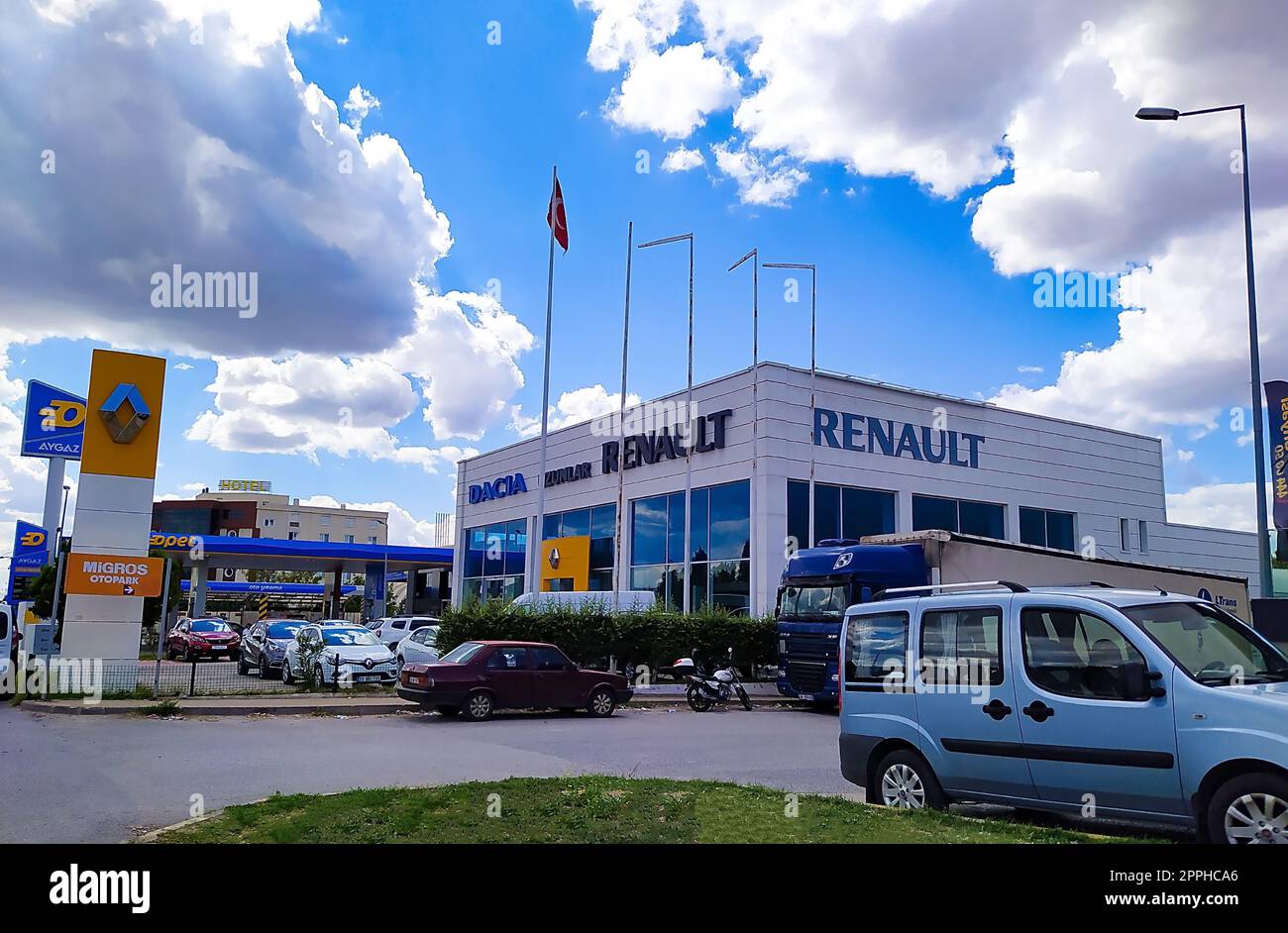 Kirklareli, Turkey - September 13, 2022: Showroom of Renault. Showroom and car of dealership Renault. Stock Photo