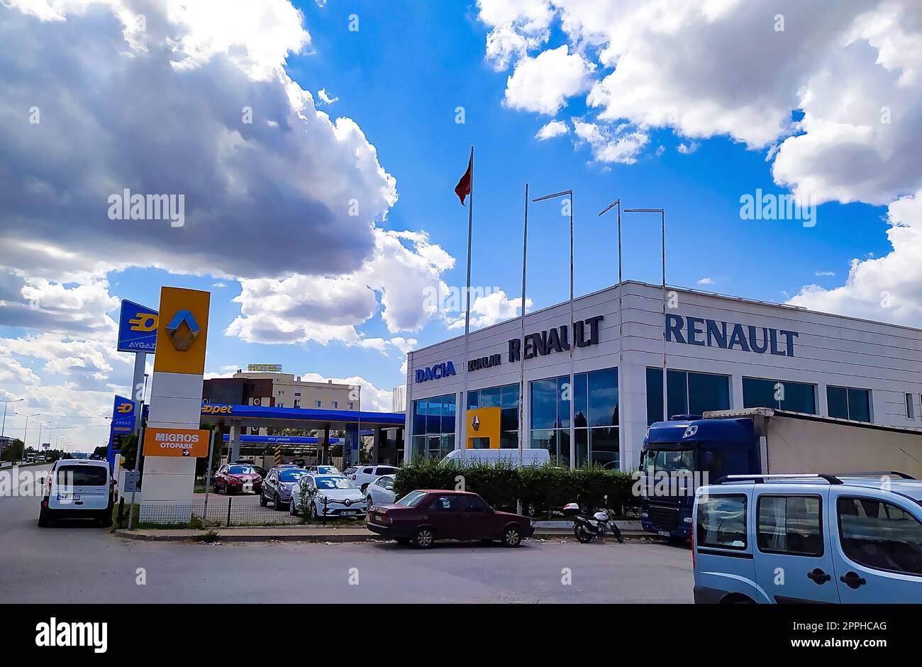 Kirklareli, Turkey - September 13, 2022: Showroom of Renault. Showroom and car of dealership Renault. Stock Photo