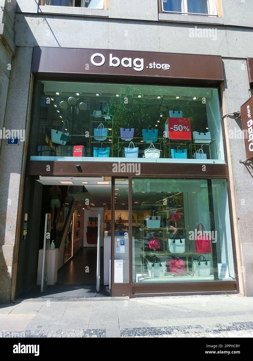 O bag store in Prague, Czech Republic Stock Photo