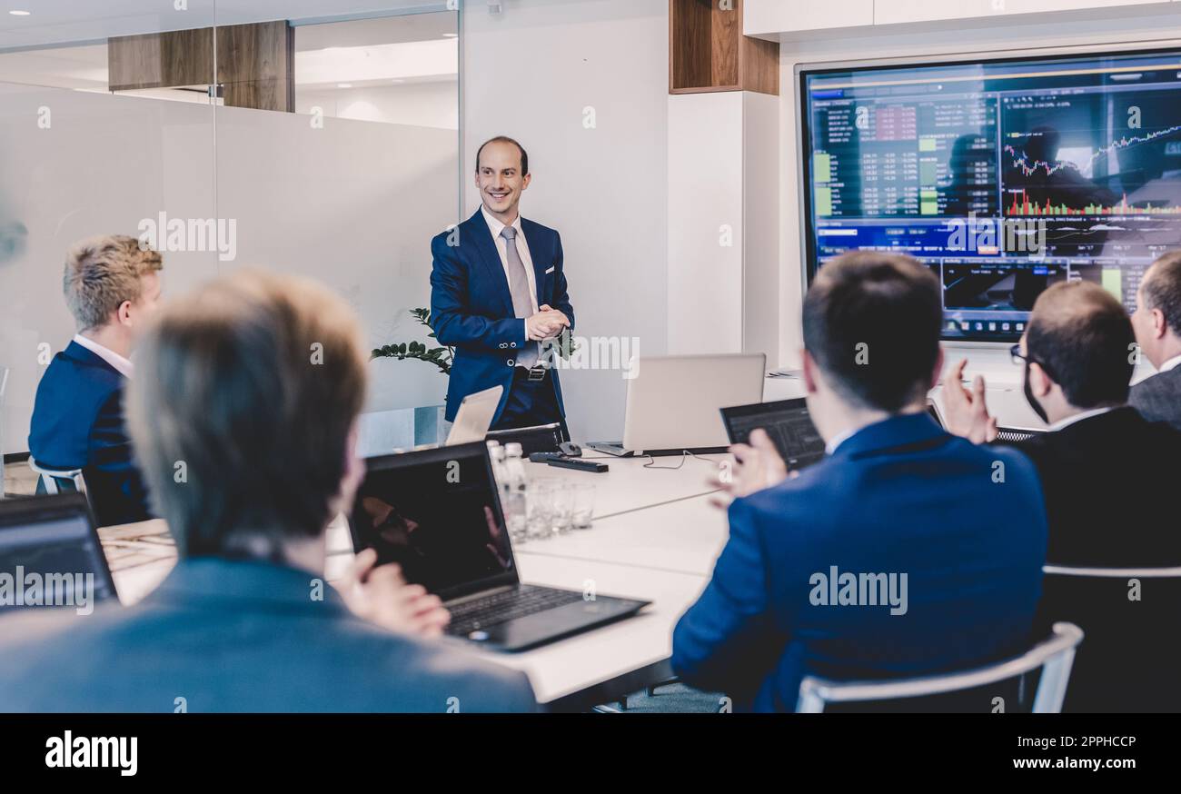 Business presentation on corporate meeting. Stock Photo