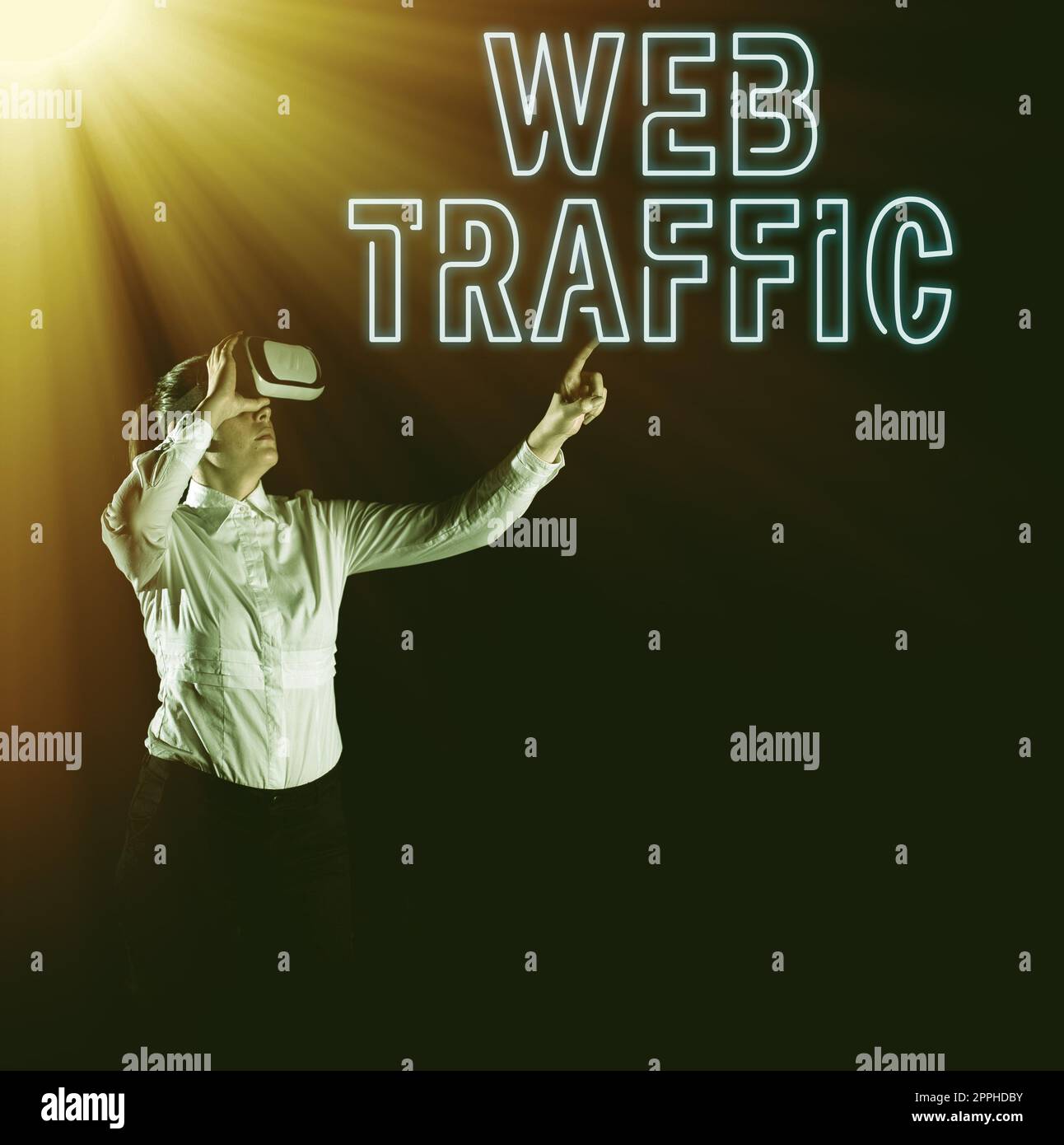 Text sign showing Web Traffic. Concept meaning amount of web users and attempted visit measured of a website Stock Photo