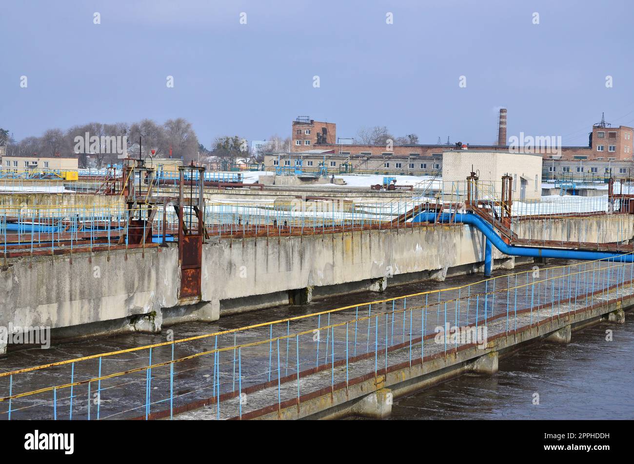 Industrial space with lots of pipes and communications Stock Photo