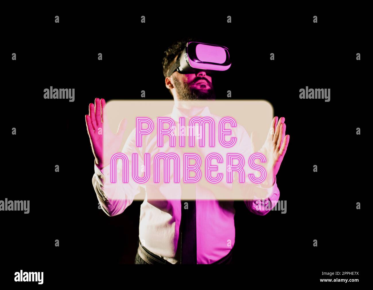 Conceptual caption Prime Numbers. Concept meaning a positive integer containing factors of one and itself Stock Photo