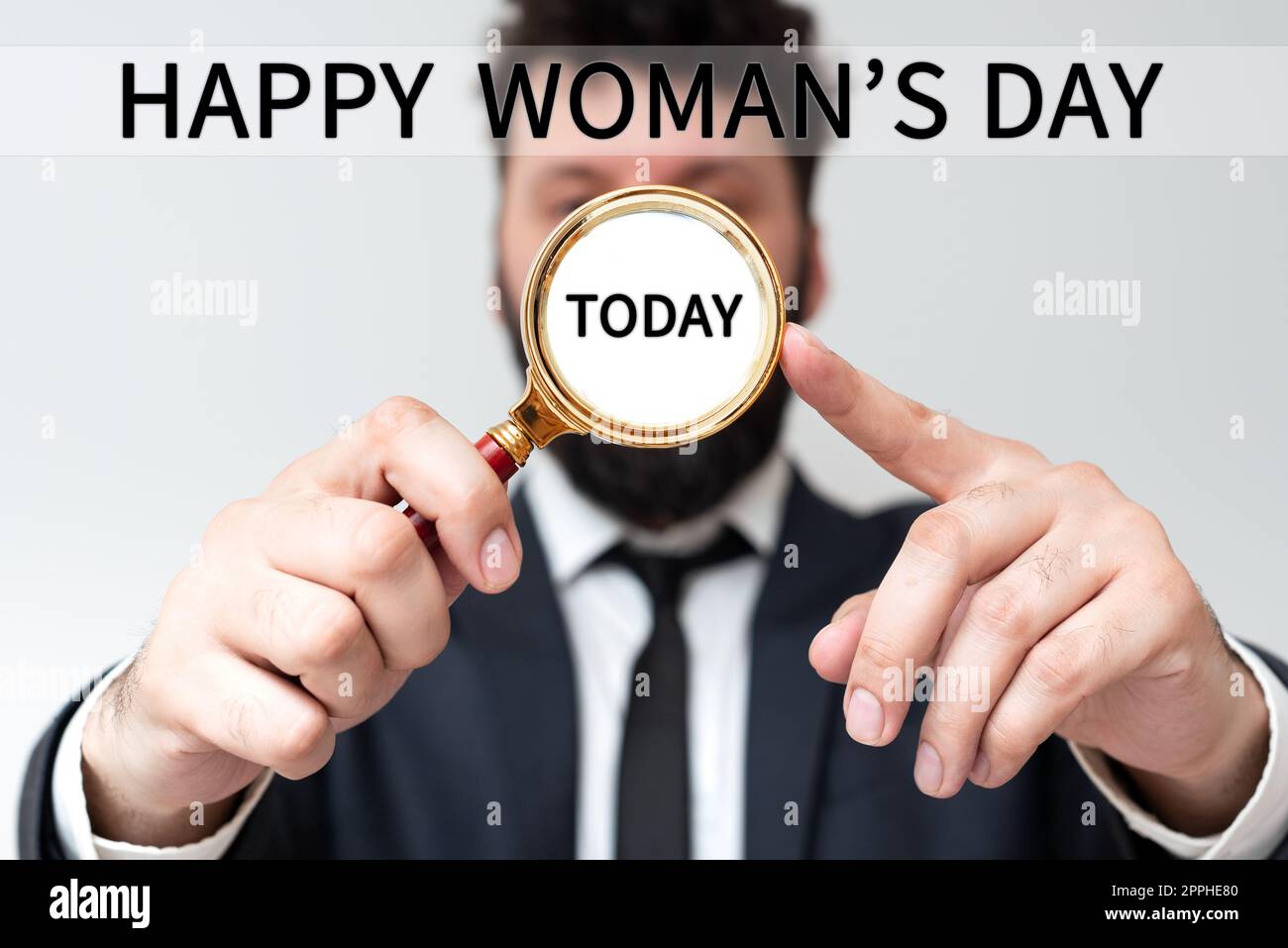 Hand writing sign Happy Woman S Day. Conceptual photo to commemorate the essence of every lady around the world Stock Photo
